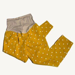 Yellow & White Polka Dot Old Navy Maternity Pixie Pants Full Panel Size 6